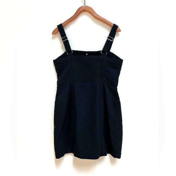 H&M Fitted Black Stretch Denim Overall Pinafore Dress w/ Pockets, Size 10 - Picture 6 of 12